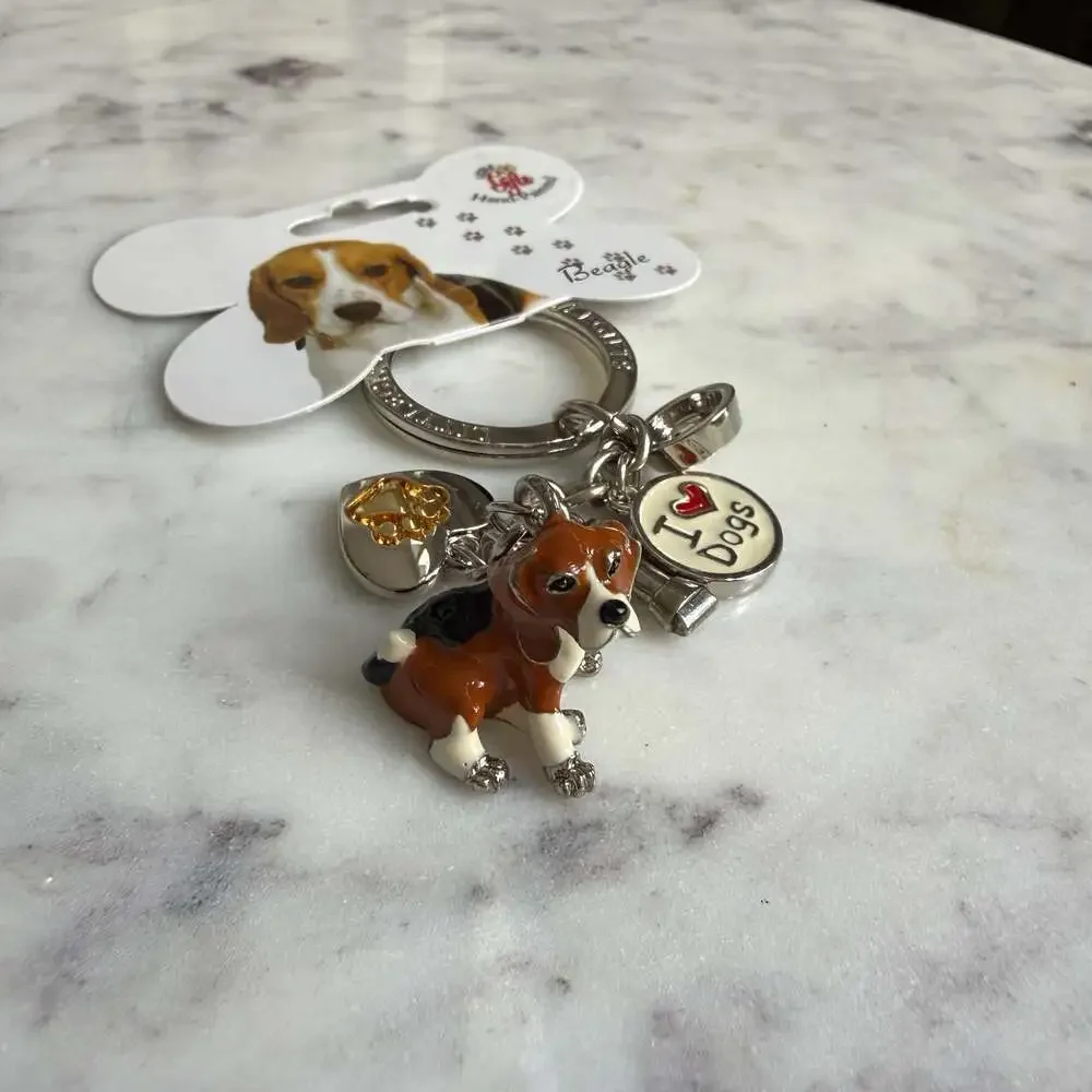 Little Gifts Hand-Painted Beagle Dog Charm Keychain – New with Tag